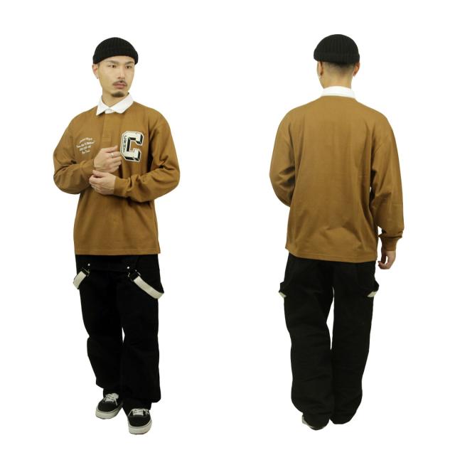 カーハート メンズ ラガーシャツ 正規品 CARHARTT WIP 長袖シャツ コットン LONG SLEEVE BROWN DUCKS RUGBY SHIRT HAMILTON BROWN / WHITE I033832 2IQXX_8