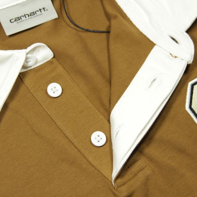 カーハート メンズ ラガーシャツ 正規品 CARHARTT WIP 長袖シャツ コットン LONG SLEEVE BROWN DUCKS RUGBY SHIRT HAMILTON BROWN / WHITE I033832 2IQXX_6