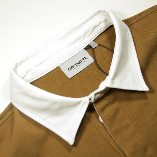 カーハート メンズ ラガーシャツ 正規品 CARHARTT WIP 長袖シャツ コットン LONG SLEEVE BROWN DUCKS RUGBY SHIRT HAMILTON BROWN / WHITE I033832 2IQXX_7