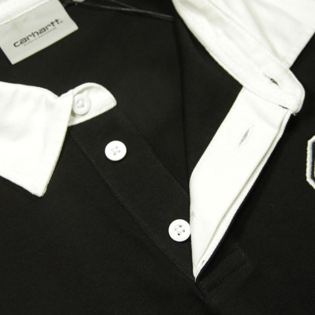 カーハート メンズ ラガーシャツ 正規品 CARHARTT WIP 長袖シャツ コットン LONG SLEEVE BROWN DUCKS RUGBY SHIRT BLACK / WHITE I033832 0D2XX_6