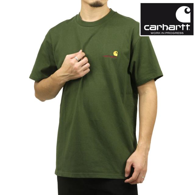 カーハート メンズ 半袖Tシャツ 正規品 CARHARTT WIP クルーネック ロゴ コットン SHORT SLEEVE AMERICAN SCRIPT T-SHIRT TARRAGON I029956 2BRXXの通販は