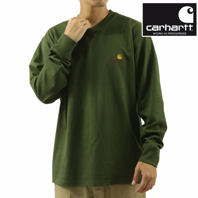 カーハート メンズ 長袖Tシャツ 正規品 CARHARTT WIP クルーネック ロゴ ロンT LONG SLEEVE AMERICAN SCRIPT T-SHIRT TARRAGON I029955 2