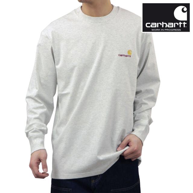 カーハート メンズ 長袖Tシャツ 正規品 CARHARTT WIP クルーネック ロゴ ロンT LONG SLEEVE AMERICAN SCRIPT T-SHIRT ASH HEATHER I029955 482XX 父の日 プレゼント ラッピング