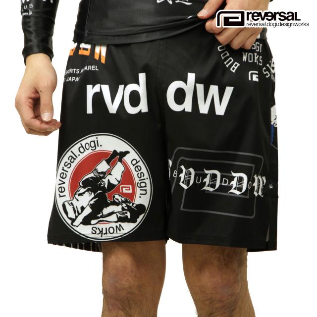 リバーサル メンズ ショートパンツ 正規販売店 REVERSAL ファイトパンツ ハーフパンツ ALL STAR FIGHT SHORTS 黒 rv25aw602-BK BLACK