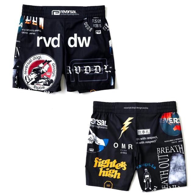 リバーサル メンズ ショートパンツ 正規販売店 REVERSAL ファイトパンツ ハーフパンツ ALL STAR FIGHT SHORTS 黒 rv25aw602-BK BLACK_2