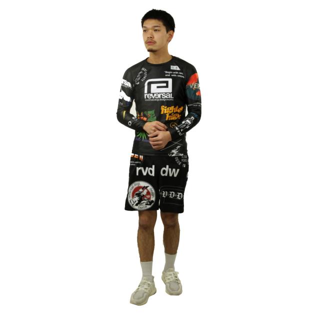 リバーサル メンズ ショートパンツ 正規販売店 REVERSAL ファイトパンツ ハーフパンツ ALL STAR FIGHT SHORTS 黒 rv25aw602-BK BLACK_7