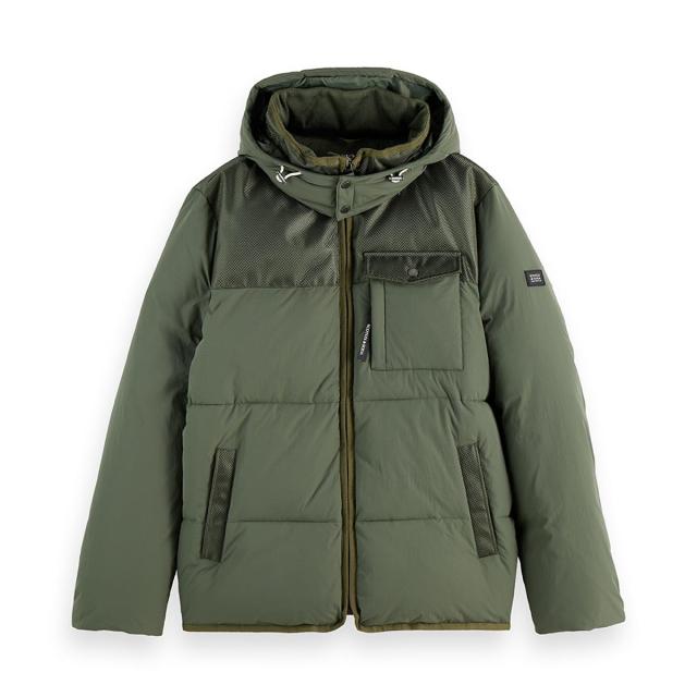スコッチアンドソーダ メンズ パファージャケット 定まり売りわたす店 SCOTCH＆SODA ジップアップ アウター HOODED PUFFER JACKET 181109 250 41102 THYME (OLIVE)