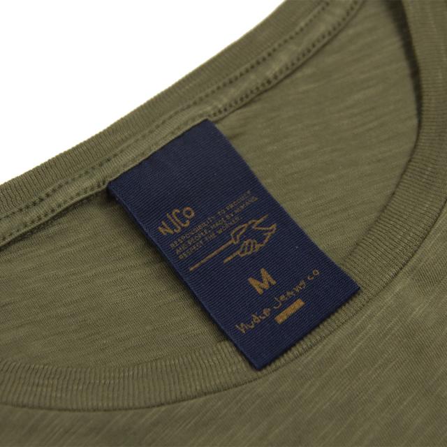 ヌーディージーンズ メンズ 半袖Tシャツ 正規販売店 Nudie Jeans クルーネック シンプル 無地 ROFFE CREW NECK SLUB TEE PALE OLIVE G46 131855 父の日 プレゼント ラッピング_5