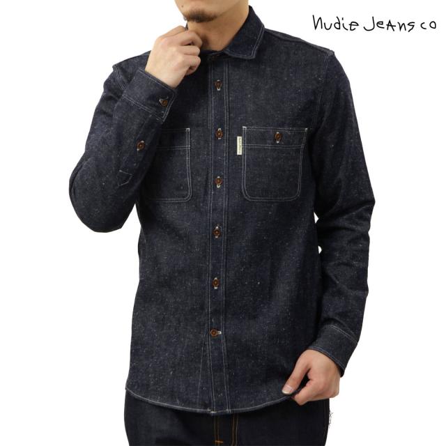 ヌーディージーンズ メンズ デニムシャツ 正規販売店 Nudie Jeans 長袖 ボタンダウン カジュアルシャツ SVEN DRY DENIM SHIRT 140719 B26 DENIM