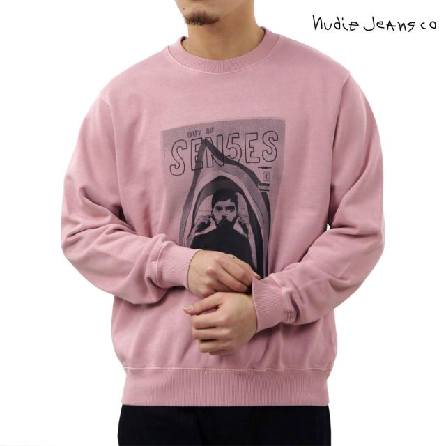 ヌーディージーンズ メンズ スウェット 正規販売店 Nudie Jeans トレーナー 長袖 クルーネック LASSE ISSUE 2 SWEAT FLEECE 150530 P20 PAPER PINK
