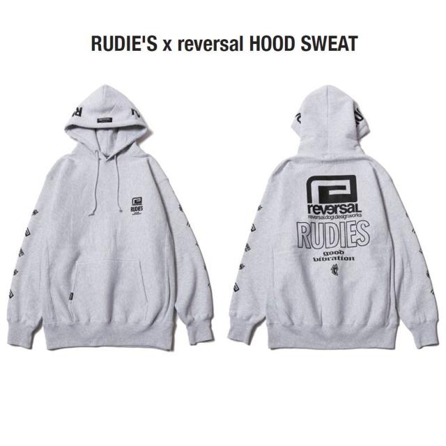 予約商品 1月頃入荷予定 リバーサル メンズ パーカー 正規販売店 REVERSAL ルーディーズ プルオーバー フーディー RUDIE'S x reversal SWEAT HOODIE ｱｯｼｭ rvrud202 AS ASH GREY