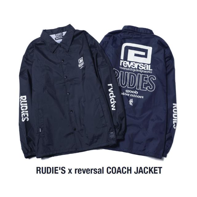 予約商品 1月頃入荷予定 リバーサル メンズ コーチジャケット 正規販売店 REVERSAL ルーディーズ バックプリント アウター RUDIE'S x reversal COACH JACKET ﾈｲﾋﾞｰ rvrud302 NV NAVY