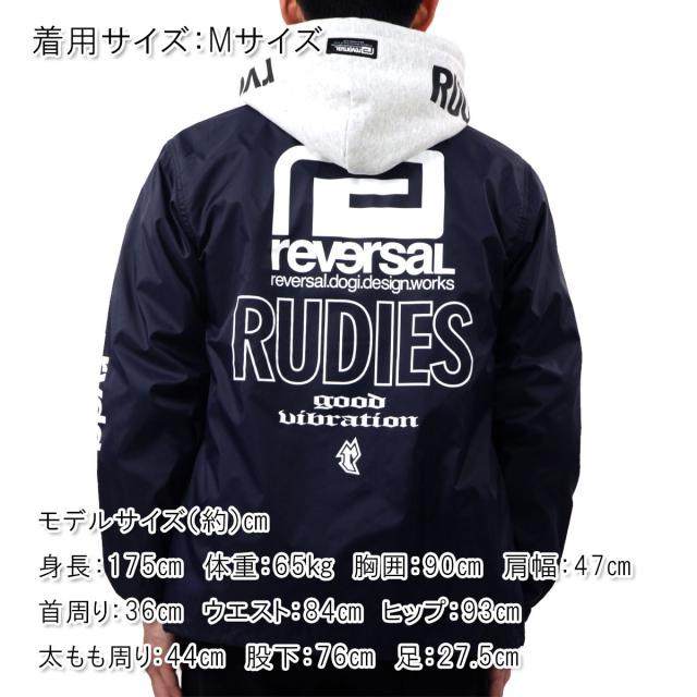リバーサル メンズ コーチジャケット 正規販売店 REVERSAL ルーディーズ バックプリント アウター RUDIE'S x reversal COACH JACKET ﾈｲﾋﾞｰ rvrud302 NV NAVY