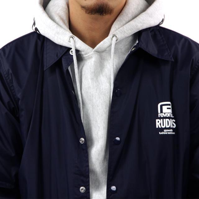 リバーサル メンズ コーチジャケット 正規販売店 REVERSAL ルーディーズ バックプリント アウター RUDIE'S x reversal COACH JACKET ﾈｲﾋﾞｰ rvrud302 NV NAVY