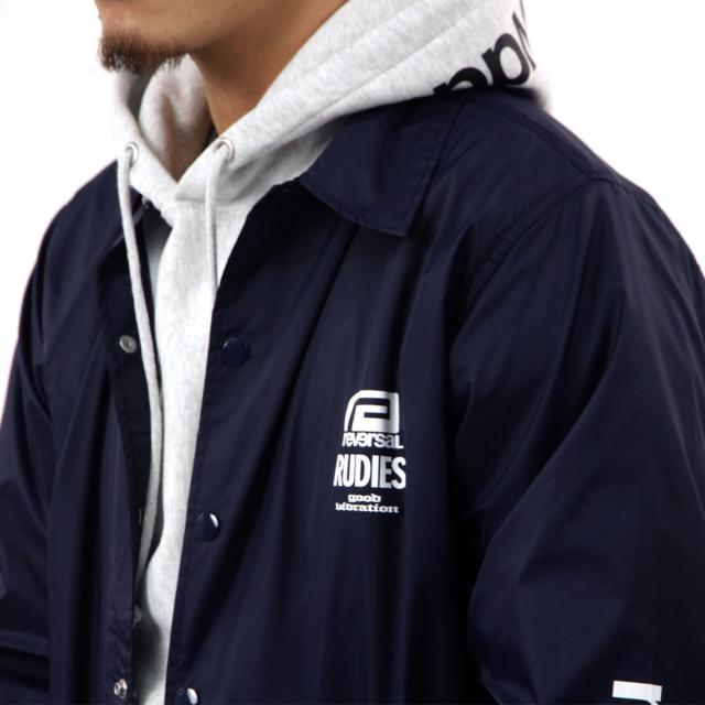 リバーサル メンズ コーチジャケット 正規販売店 REVERSAL ルーディーズ バックプリント アウター RUDIE'S x reversal COACH JACKET ﾈｲﾋﾞｰ rvrud302 NV NAVY