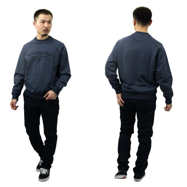 スコッチアンドソーダ メンズ スウェット 正規販売店 SCOTCH&SODA トレーナー 長袖 クルーネック FRONT ARTWORK RELAXED FIT FLEECE SWEAT SHIRT CARBON MELANGE (NAVY) 182316 021 54406 76_8