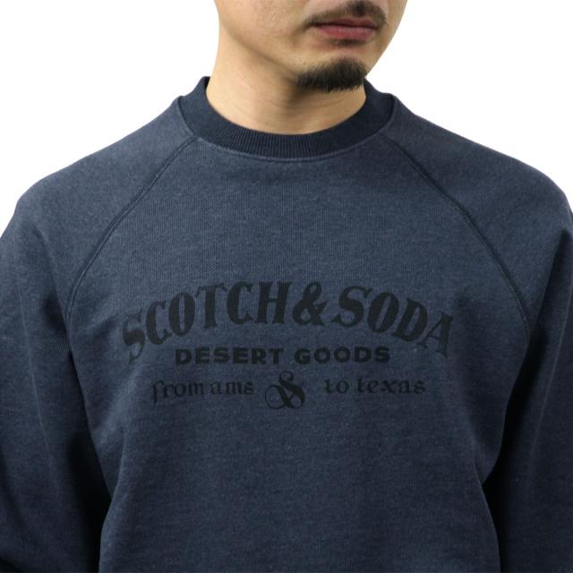 スコッチアンドソーダ メンズ スウェット 正規販売店 SCOTCH&SODA トレーナー 長袖 クルーネック FRONT ARTWORK RELAXED FIT FLEECE SWEAT SHIRT CARBON MELANGE (NAVY) 182316 021 54406 76_2