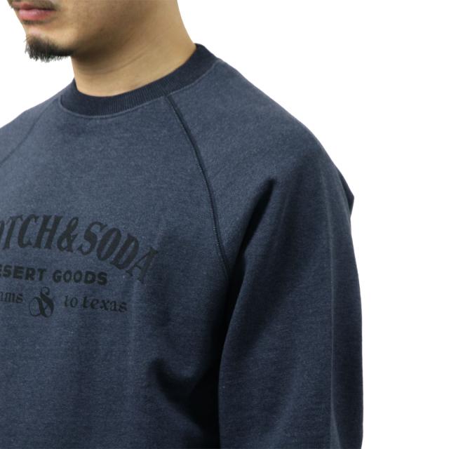 スコッチアンドソーダ メンズ スウェット 正規販売店 SCOTCH&SODA トレーナー 長袖 クルーネック FRONT ARTWORK RELAXED FIT FLEECE SWEAT SHIRT CARBON MELANGE (NAVY) 182316 021 54406 76_4