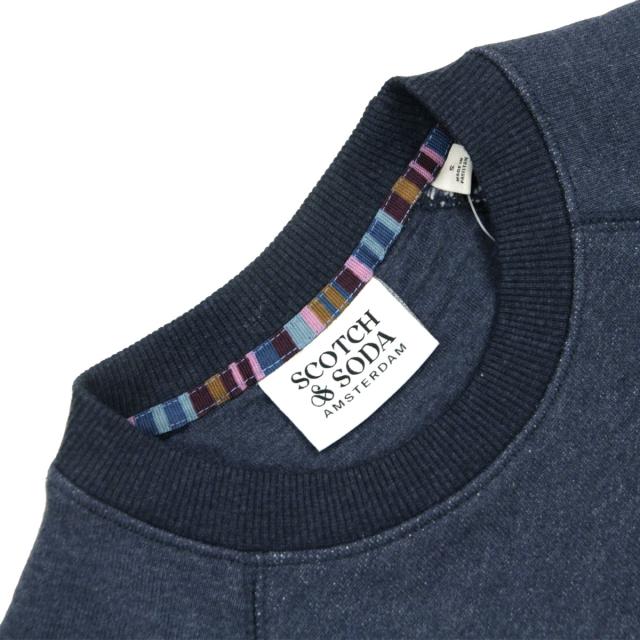 スコッチアンドソーダ メンズ スウェット 正規販売店 SCOTCH&SODA トレーナー 長袖 クルーネック FRONT ARTWORK RELAXED FIT FLEECE SWEAT SHIRT CARBON MELANGE (NAVY) 182316 021 54406 76_6