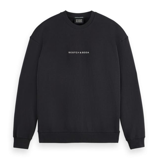 予約商品 2月頃入荷予定 スコッチアンドソーダ メンズ スウェット 正規販売店 SCOTCH&SODA トレーナー 長袖 クルーネック ロゴ CORE−LOGO FRONT CHEST FLEECE SWEAT SHIRT BLACK 179195 001 53802 08