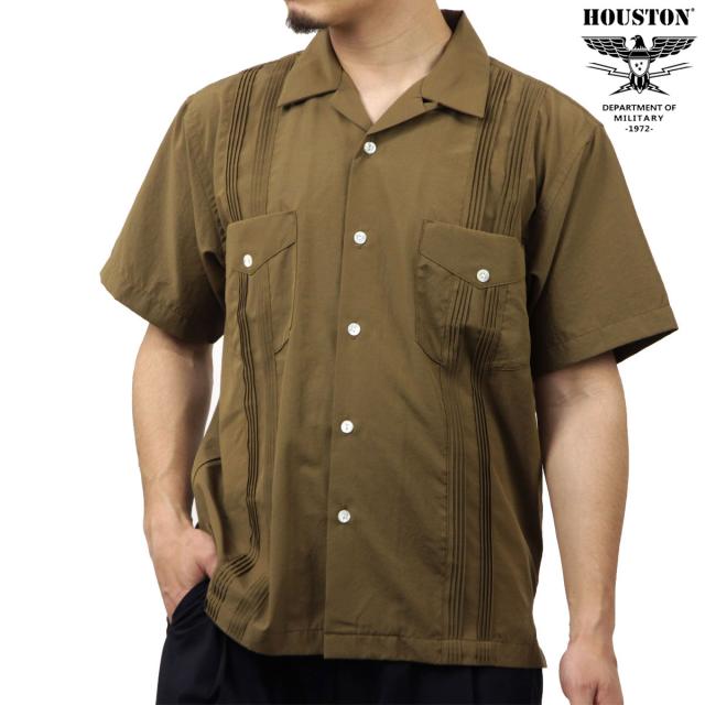 ヒューストン メンズ 半袖シャツ 正規販売店 HOUSTON ボタンダウン カジュアルシャツ CUBA SHIRT 41305 BR BROWN