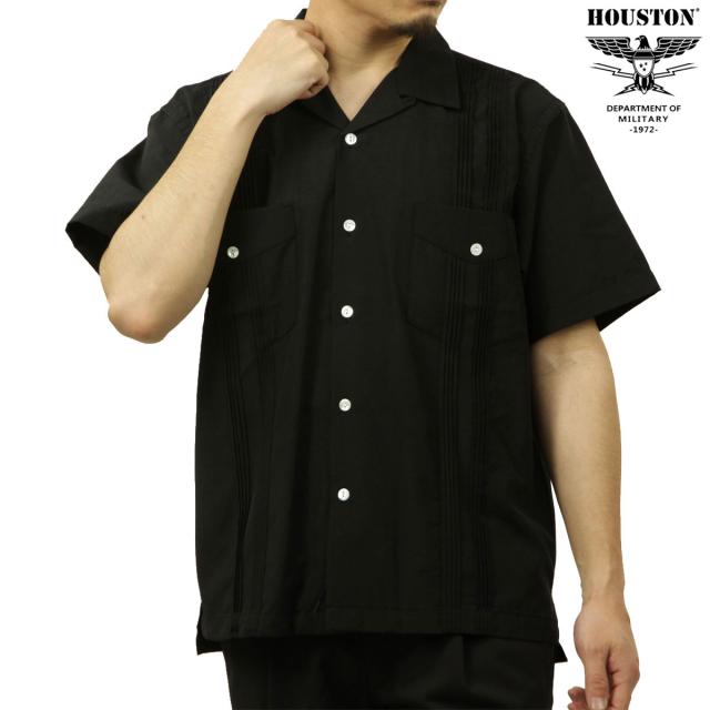 ヒューストン メンズ 半袖シャツ 正規販売店 HOUSTON ボタンダウン カジュアルシャツ CUBA SHIRT 41305 BK BLACK