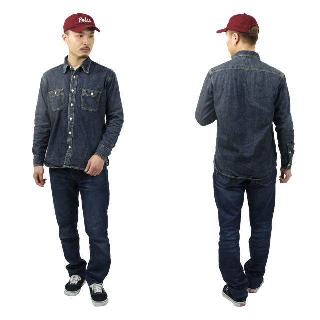 ヒューストン メンズ ワークシャツ 正規販売店 HOUSTON ボタンダウン コットン デニムシャツ USA COTTON DENIM WORK SHIRT 40511 VW INDIGO VINTAGE WASH 父の日 プレゼント ラッピング_8