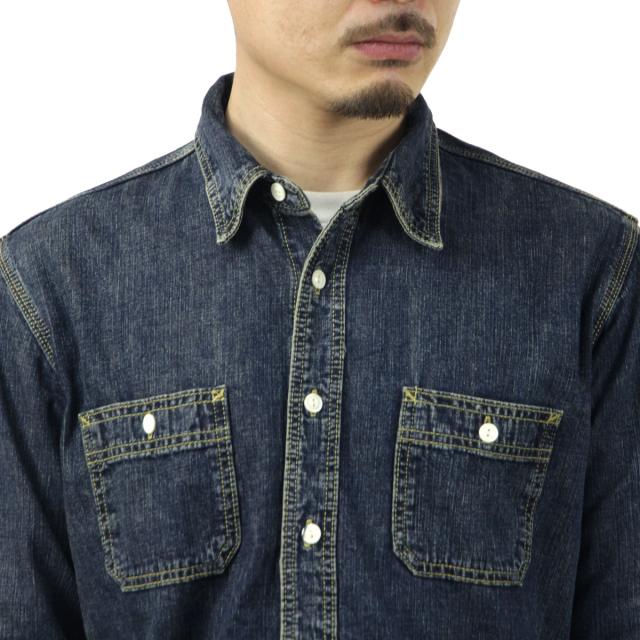 ヒューストン メンズ ワークシャツ 正規販売店 HOUSTON ボタンダウン コットン デニムシャツ USA COTTON DENIM WORK SHIRT 40511 VW INDIGO VINTAGE WASH 父の日 プレゼント ラッピング_2