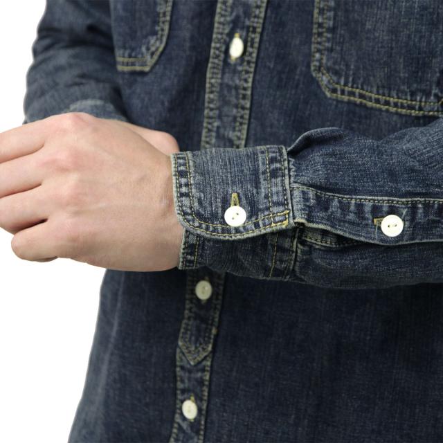 ヒューストン メンズ ワークシャツ 正規販売店 HOUSTON ボタンダウン コットン デニムシャツ USA COTTON DENIM WORK SHIRT 40511 VW INDIGO VINTAGE WASH 父の日 プレゼント ラッピング_4