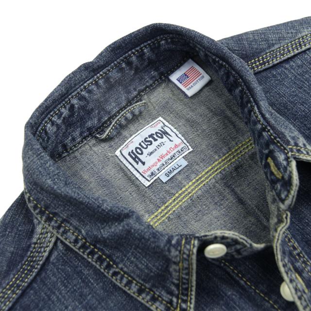 ヒューストン メンズ ワークシャツ 正規販売店 HOUSTON ボタンダウン コットン デニムシャツ USA COTTON DENIM WORK SHIRT 40511 VW INDIGO VINTAGE WASH 父の日 プレゼント ラッピング_6