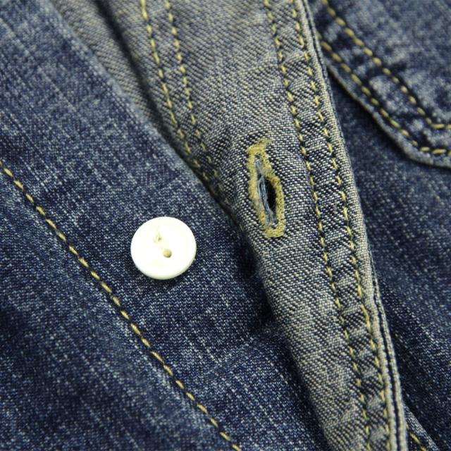 ヒューストン メンズ ワークシャツ 正規販売店 HOUSTON ボタンダウン コットン デニムシャツ USA COTTON DENIM WORK SHIRT 40511 VW INDIGO VINTAGE WASH 父の日 プレゼント ラッピング_7