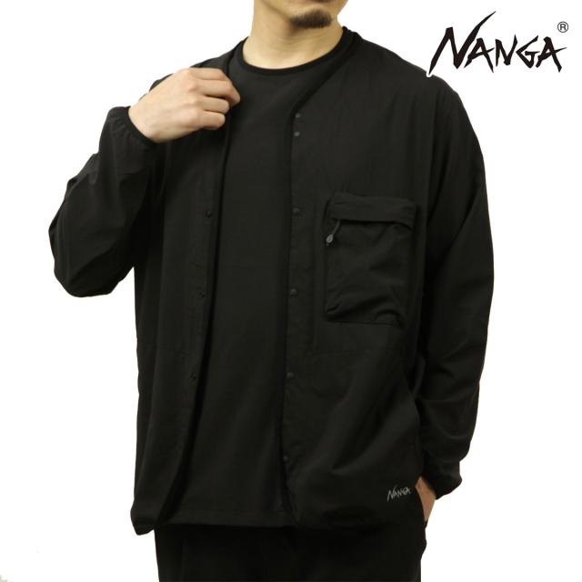 ナンガ メンズ カーディガン 正規販売店 NANGA 収納可能 ボタンダウン 軽量 PLC EXCURSION CARDIGAN BLK BLACK N2500-1T405A 父の日 プレゼント ラッピング