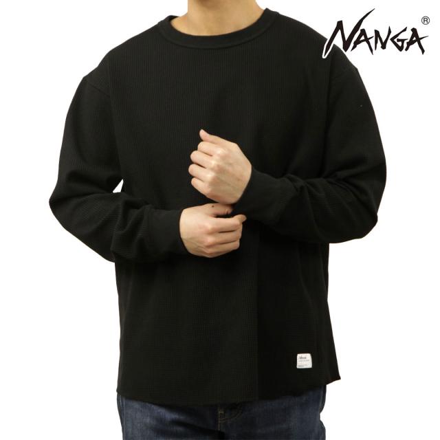 ナンガ メンズ 長袖Tシャツ 正規販売店 NANGA エアフレックス ワッフル生地 ロンT AIRFLEX WAFFLE LONG SLEEVE TEE BLK BLACK N2600-1M052A 父の日 プレゼント ラッピング