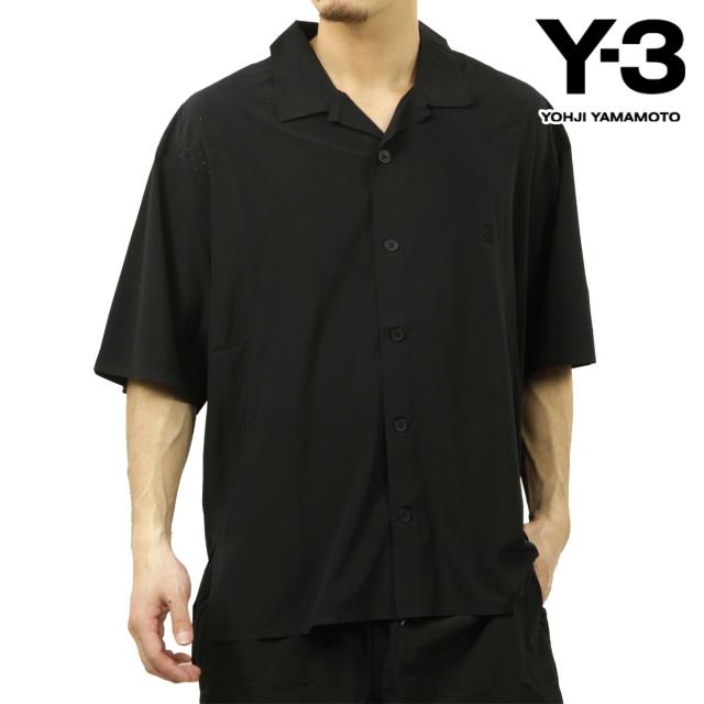ワイスリー メンズ 半袖シャツ 正規品 Y-3 ボタンダウン ロゴ カジュアルシャツ M LT WOV SHIRT BLACK KF6044