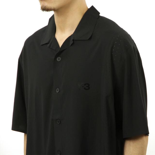 ワイスリー メンズ 半袖シャツ 正規品 Y-3 ボタンダウン ロゴ カジュアルシャツ M LT WOV SHIRT BLACK KF6044_3