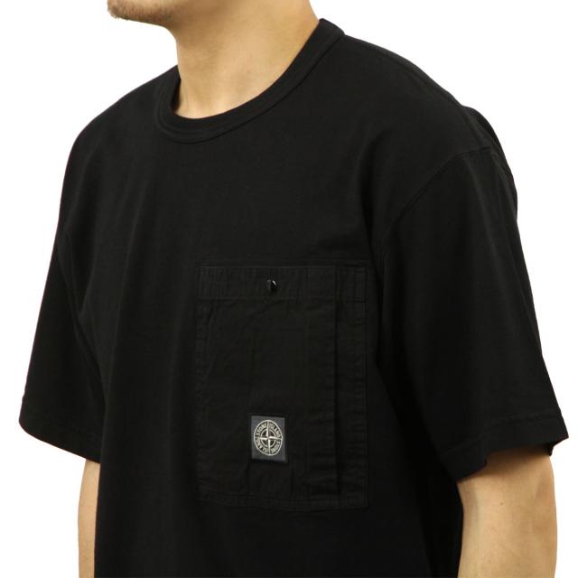 ストーンアイランド メンズ 半袖Tシャツ 正規品 STONE ISLAND クルーネック コットン ポケT COMBED ORGANIC COTTON JERSEY GARMENT DYED SHORT SLEEVE T-SHIRT WITH CHEST PACKET BLACK 2100004 S0115 V0029_3