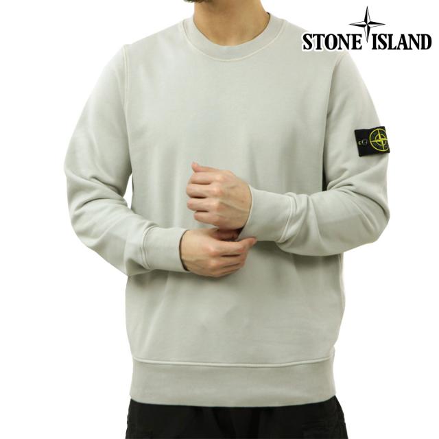 ストーンアイランド メンズ スウェット 正規品 STONE ISLAND クルーネック シンプル トレーナー ORGANIC COTTON FLEECE GARMENT DYED REGULAR-FIT CREWNECK SWEATSHIRT PEARL GREY 6100060 S0051 V0061