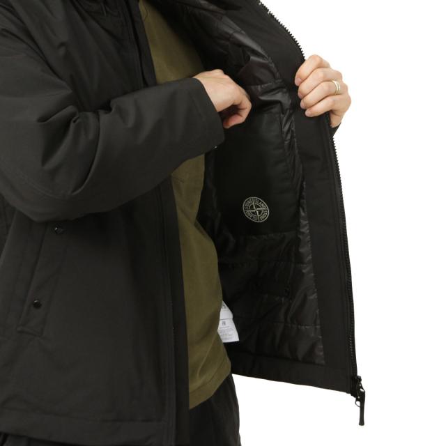 ストーンアイランド メンズ パデッドジャケット 正規品 STONE ISLAND ジップアップ アウター SOFT SHELL-R_E.DYE TECHNOLOGY WITH PRIMALOFT WIND- AND WATER-RESISTANT PADDED JACKET BLACK 4100108 S0A27 V0029 父の日 プレゼント ラッピング_5