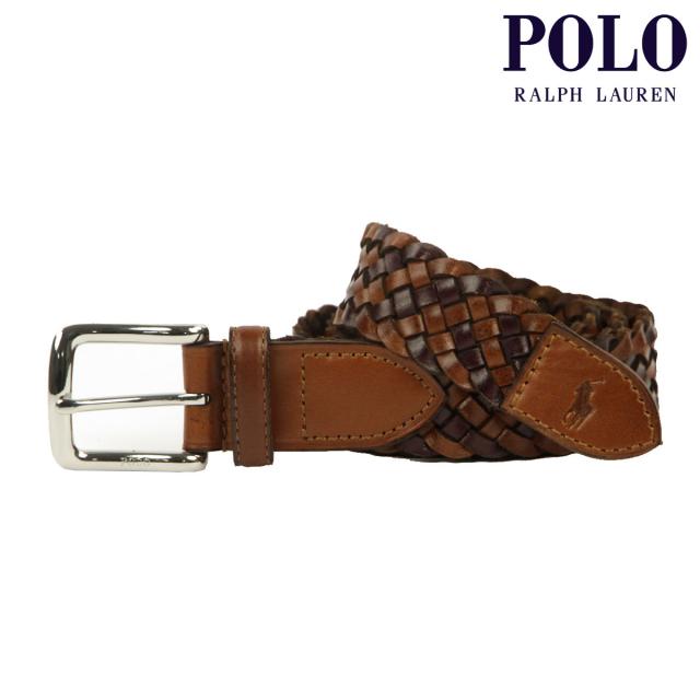 ポロ ラルフローレン メンズ ベルト 正規品 POLO RALPH LAUREN レザー メッシュベルト WSTEND BRAID-BELT SADDLE/DARK BROWN 405898674 002