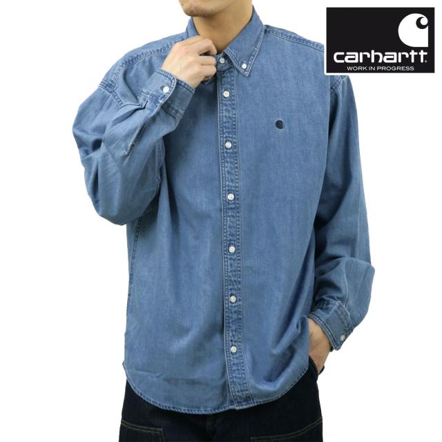 カーハート メンズ 長袖シャツ 正規品 CARHARTT WIP ボタンダウン デニムシャツ LONG SLEEVE LUCAS SHIRT BLUE STONE WASHED I034525 0106 父の日 プレゼント ラッピング