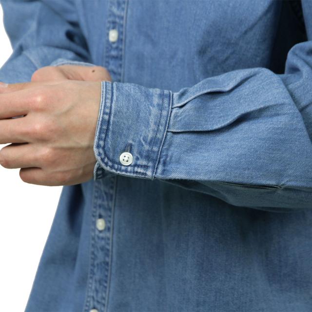 カーハート メンズ 長袖シャツ 正規品 CARHARTT WIP ボタンダウン デニムシャツ LONG SLEEVE LUCAS SHIRT BLUE STONE WASHED I034525 0106 父の日 プレゼント ラッピング_4