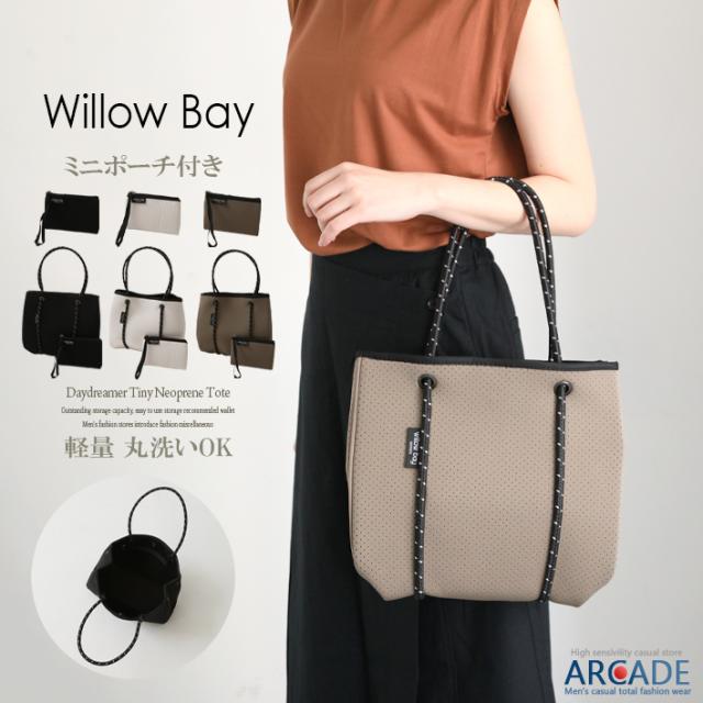 ウィローベイ Willow Bay ネオプレン ミニトートバッグ 夏新作 ポーチバッグ付き Daydreamer Mini Neoprene Tote 軽量 丸洗い可能 マグネット開閉