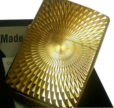 送料180円〜新品正規品 純金K24仕上げ波紋柄(ユニットゴールド)両面柄ZIPPOジッポライター☆おまけメンテブラシ付き！の通販は 7,293円