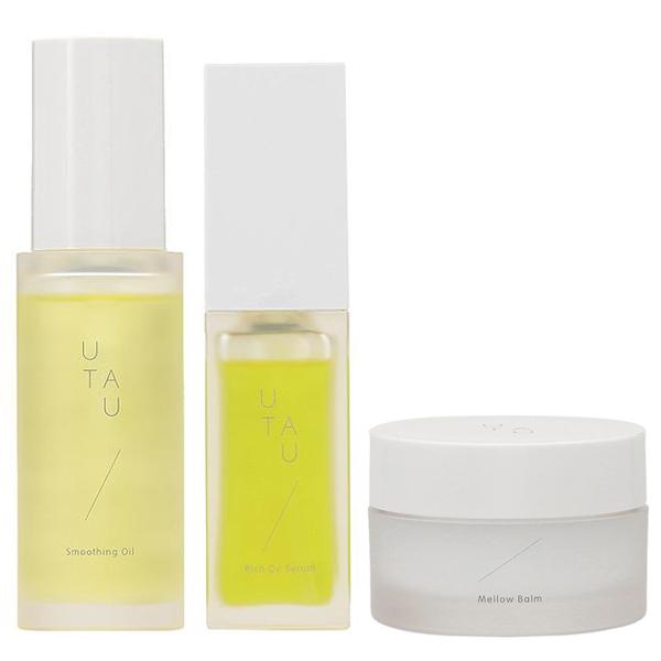 【セット】 デミ ウタウ UTAU ヘアケアセット（メロウバーム 35g + リッチオイルセラム 30mL + スムージングオイル 45mL）の通販は