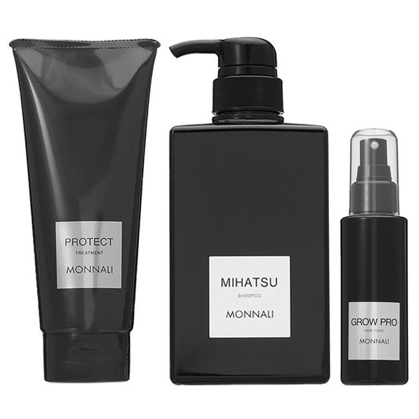 【セット】 モナリ ブラックシリーズ ヘアケアセットC (シャンプー MIHATSU + トリートメント PROTECT + スカルプエッセンスグロウプロ)の通販は