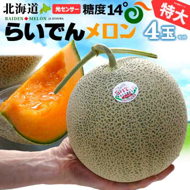 オンラインショッピング 北海道赤肉メロン 秀品大箱 ４玉サイズ