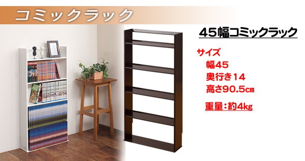 薄型 壁面ミニコミックラック 幅45cm 壁面を有効活用！薄型ミニラック