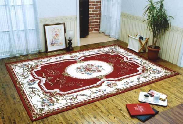 お得即納ラグ 175×240cm 色-ベージュ /イタリア製 ジャガード織り クラシックデザイン 絨毯 滑り止め加工 ラグ一般