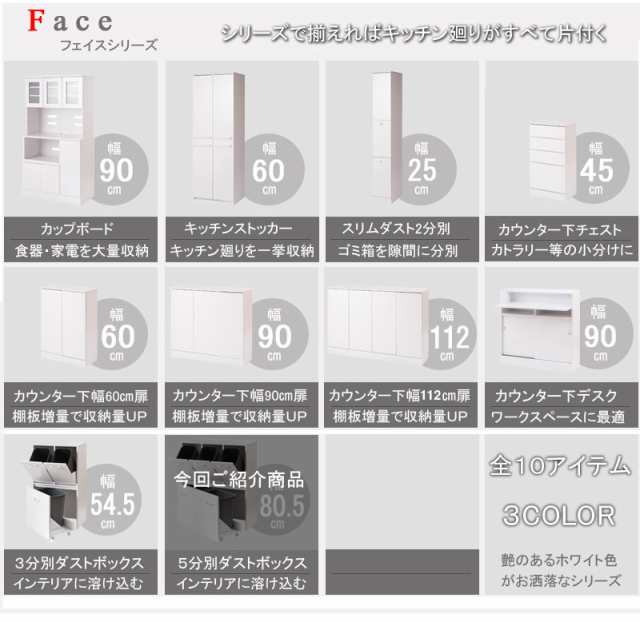 キッチンシリーズFace ダスト 5分別 FY-0029 FY-0031 FY-0033