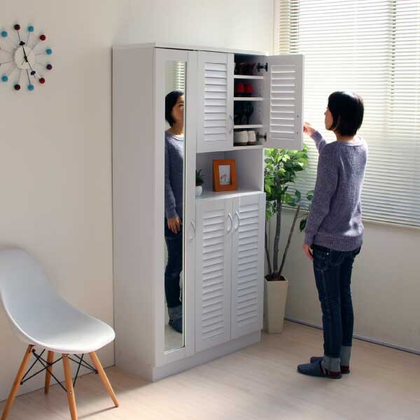 新品・送料無料》大型 ルーバーシューズボックス 下駄箱 89cm幅